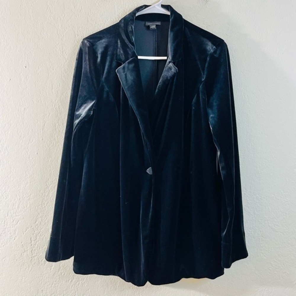 J. Jill Velvet Long Sleeve Blazer Suit Jacket Women Size Small Black Pockets